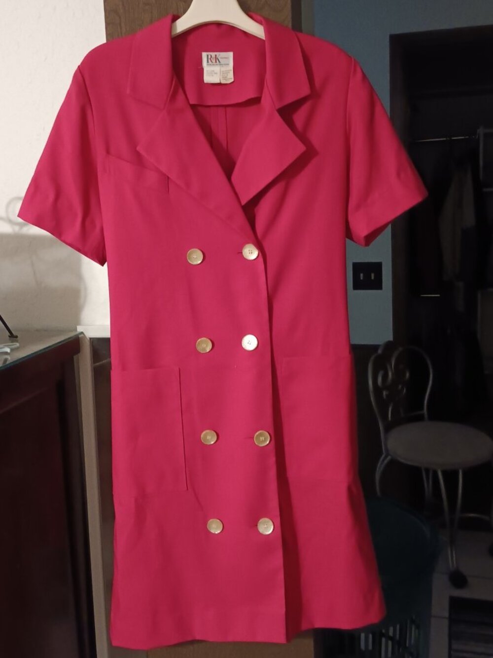 Vintage R&K Originals (Size 6) pink double breasted tailored blazer dress